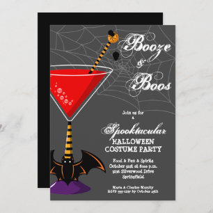 Invitation Booze et Boos Martini Budget Halloween