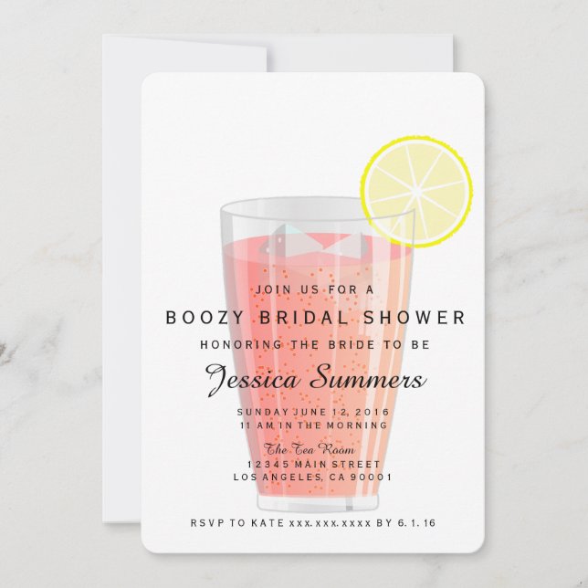 Invitation Boozy Bridal Shower (Devant)