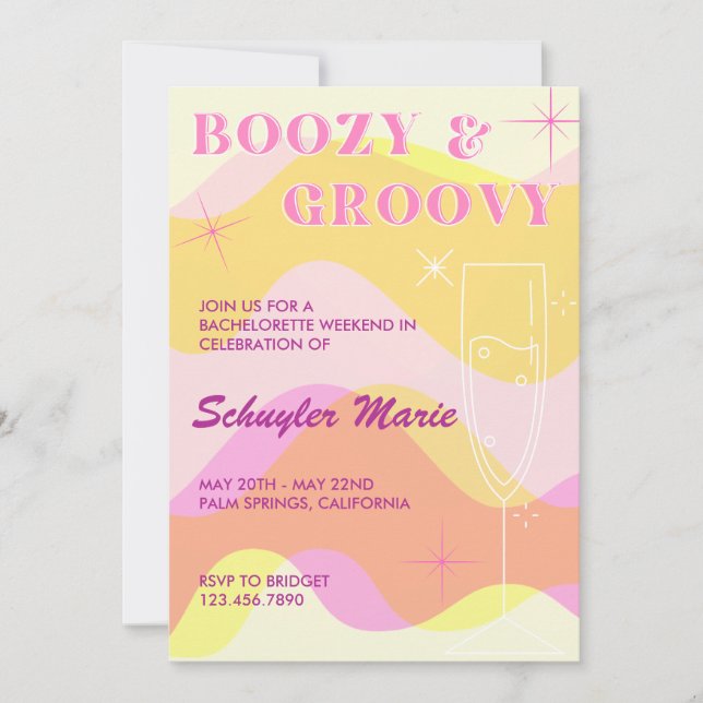 Invitation Boozy & Super Bachelorette Party (Devant)