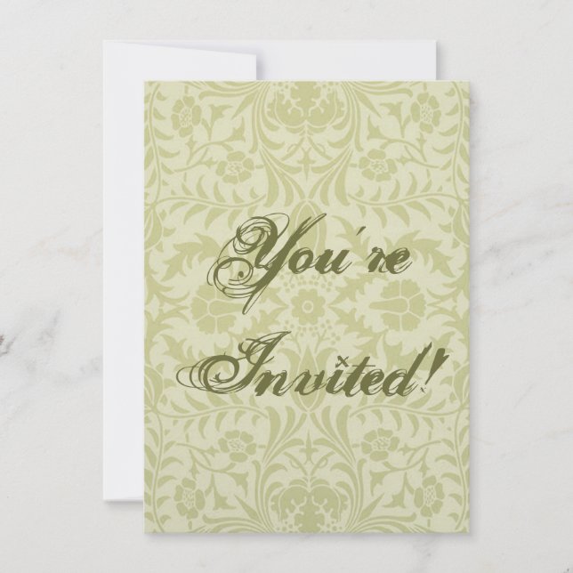 Invitation Borage Vert Tendre Mariage William Morris (Devant)