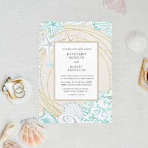 Invitation bord de mer élégant mariage