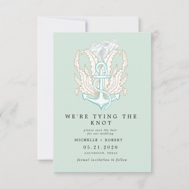 Invitation bord de mer élégant Photo Enregistrer la date (Devant)