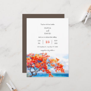 Invitation Bord de mer Tropical Flame Tree Blossoms Plage Mar