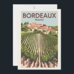 Invitation Bordeaux France Vineyard Travel Art Vintage<br><div class="desc">Conception de voyage vectorielle rétro Bordeaux. Bordeaux,  plaque tournante de la célèbre région viticole,  est une ville portuaire sur la Garonne dans le sud-ouest de la France.</div>