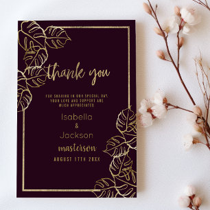 Invitation Bordeaux riche en or rouge Merci floral