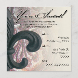 Invitation bordeaux/ sable carré "fleur de lis en fer"