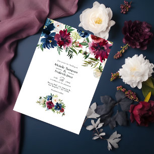 Invitation Bordo et Mariage floral de la marine