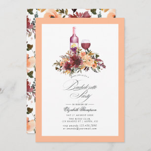 Invitation Bordo Peach Fuzz Vin thème Bachelorette Party