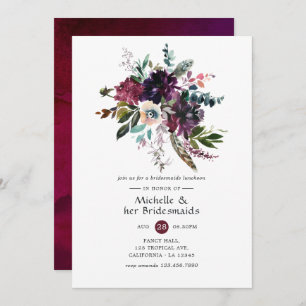 Invitation Bordo Violet Plum Floral Bridesservantes Déjeuner
