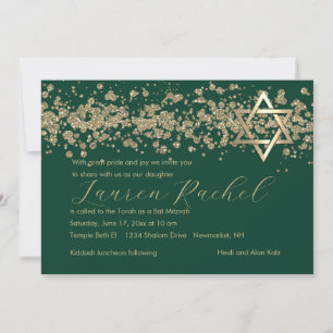 Invitation Bordure bat mitzvah or brillant sur n'importe quel