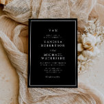 Invitation bordure blanche noir unique QR Code mariage<br><div class="desc">noir bordures simple élégant noir et blanc thème mariage,  le texte,  QR Code et les couleurs peuvent être édités.</div>
