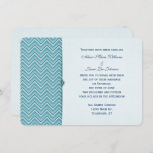 Invitation Bordure d'Aqua Blue Chevron