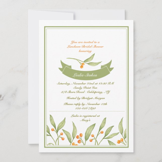 Invitation Bordure de Baies (Devant)