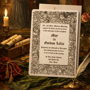 Invitation Bordure de bois de mariage Renaissance médiévale