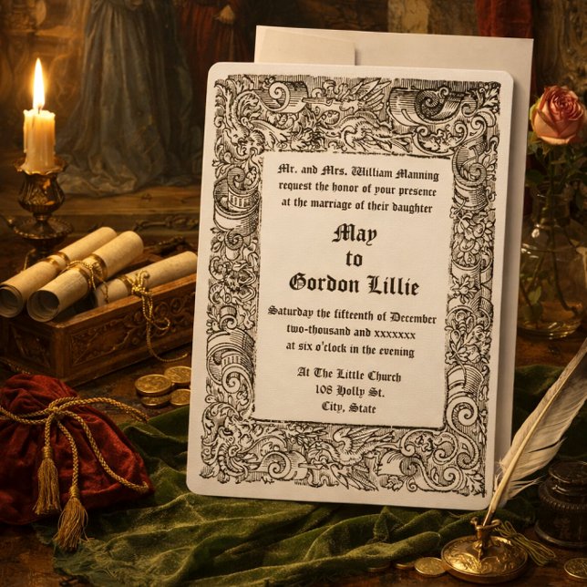 Invitation Bordure de bois de mariage Renaissance médiévale (Créateur téléchargé)