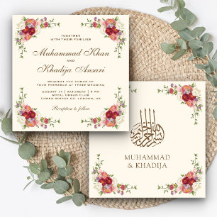 Invitation Bordure de bouquet floral vintage pour mariage isl