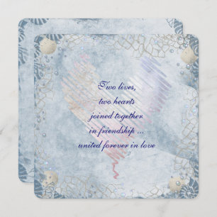 Invitation Bordure de coquillage bleu avec filet