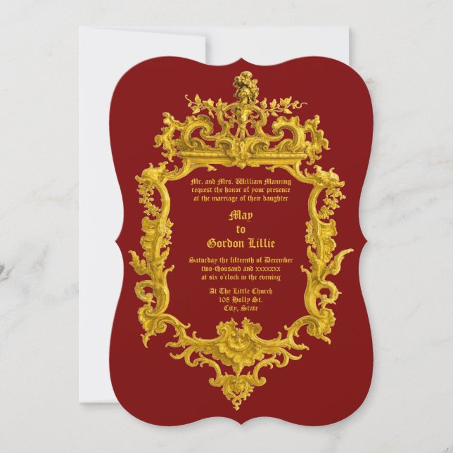 Invitation Bordure de dragon de couleur baroque rococo du 18e (Devant)