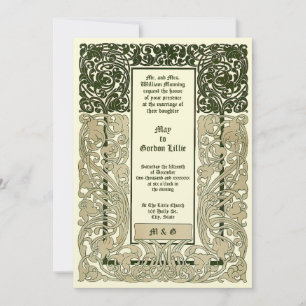 Invitation Bordure de feuillage Art Nouveau vintage 2 couleur