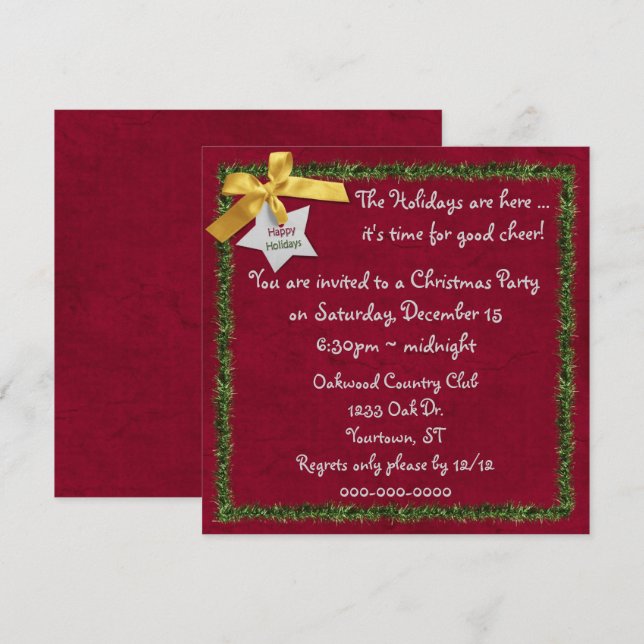 Invitation Bordure de guirlandes de fête (Devant / Derrière)
