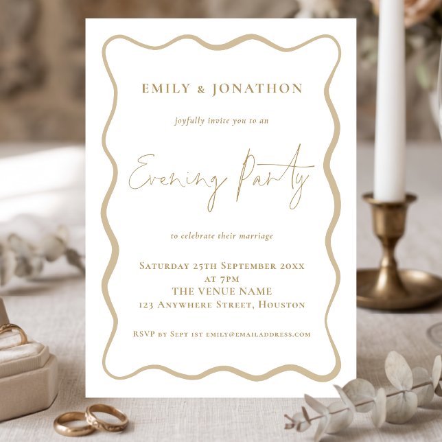 Invitation Bordure de ligne ondulée Mariage Soirée Fête de ma (Créateur téléchargé)