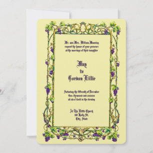 Invitation Bordure de mariage au vignoble et aux colombes Art