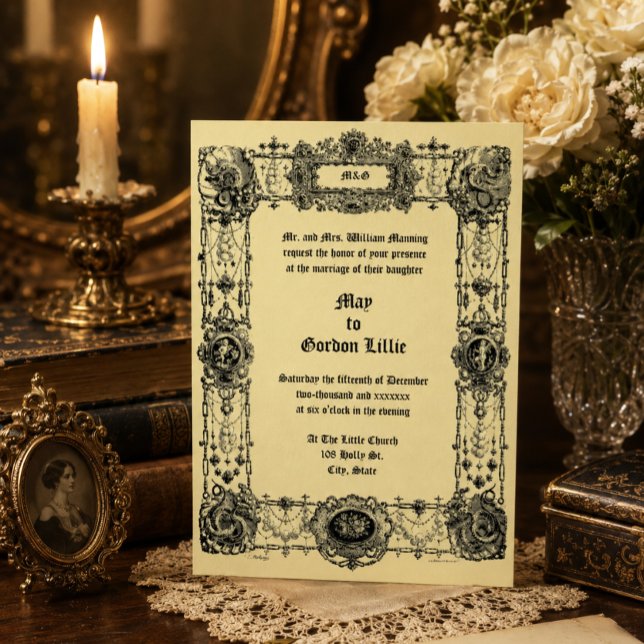 Invitation Bordure de mariage ornée de l'ère victorienne vint (Créateur téléchargé)