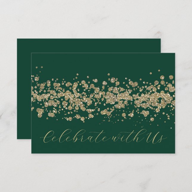 Invitation Bordure de Parties scintillant or bat mitzvah N'im (Devant / Derrière)