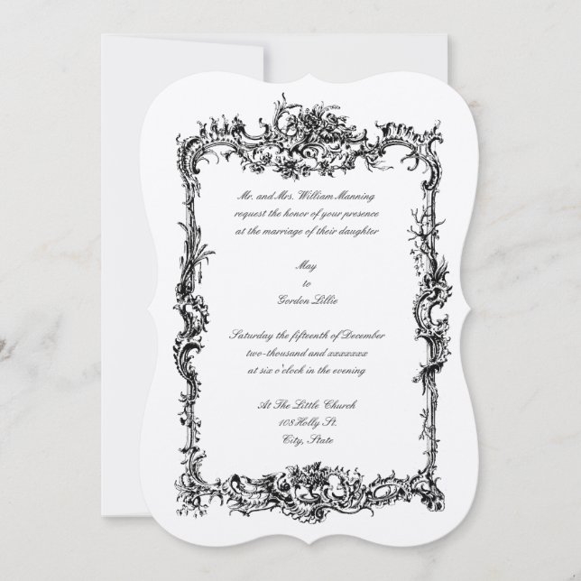 Invitation Bordure de rococo baroque antique (Devant)