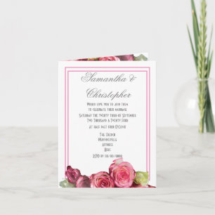 Invitation Bordure de rose rose mariage floral