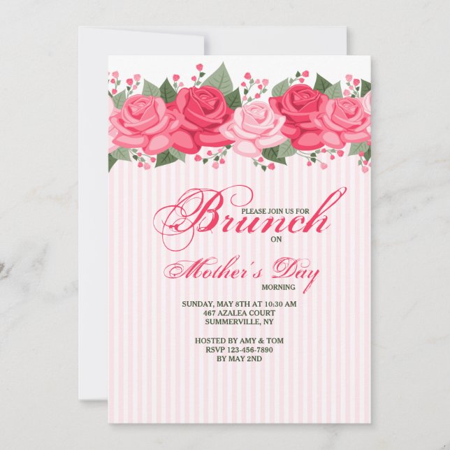 Invitation Bordure de Roses (Devant)