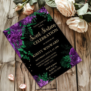 Invitation Bordure de roses violettes Fleurs Douze ans