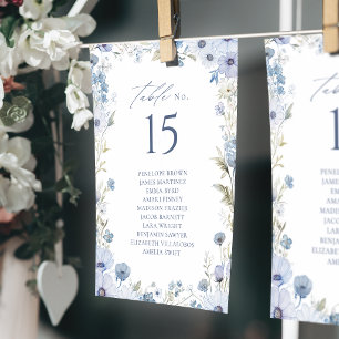 Invitation Bordure de table à fleurs sauvages bleues numéro d