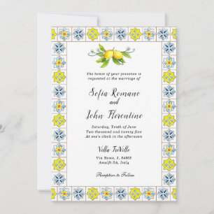 Invitation Bordure de tuiles italiennes avec Mariage Lemons I
