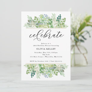 Invitation Bordure de verdure et de feuillage à l'aquarelle p