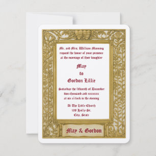 Invitation Bordure de vigne florale de couleur Art Nouveau et