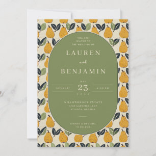 Invitation Bordure d'illustration de poire verte chaude