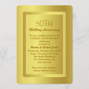 Invitation Bordure d'or 50e anniversaire du Mariage