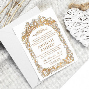 Invitation Bordure d'or classique Aqiqa Aqeeqa Baby