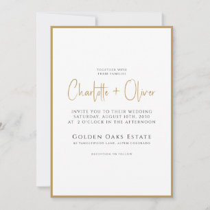 Invitation Bordure d'or minimaliste simple et moderne