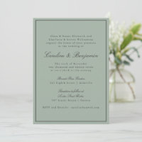 Bordure Écriture Élégant Mariage Olive Gris RSVP