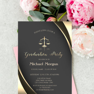Invitation Bordure élégante d'échelle de justice en or gris p