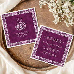 Invitation Bordure élégante en dentelle blanche Aqiqah islami