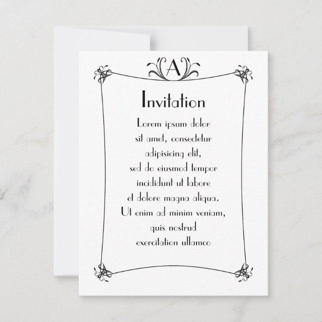 Invitation Bordure Elégante Personnalisable Avec Monogramme (Devant)