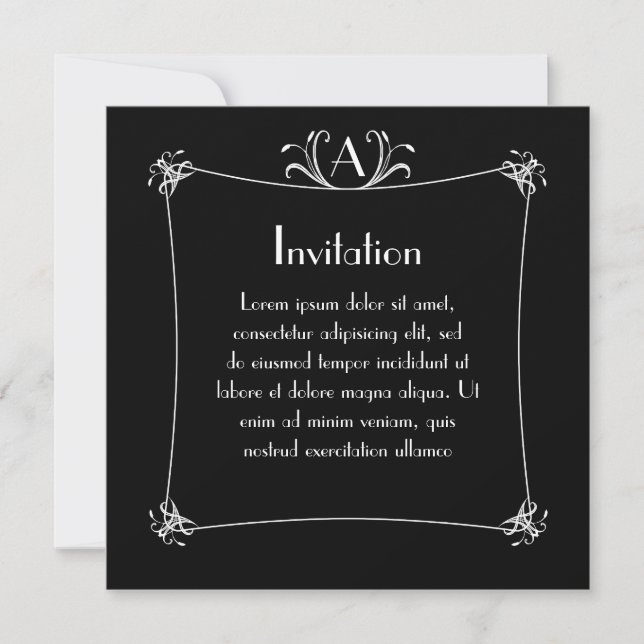 Invitation Bordure Elégante Personnalisable Avec Monogramme (Devant)