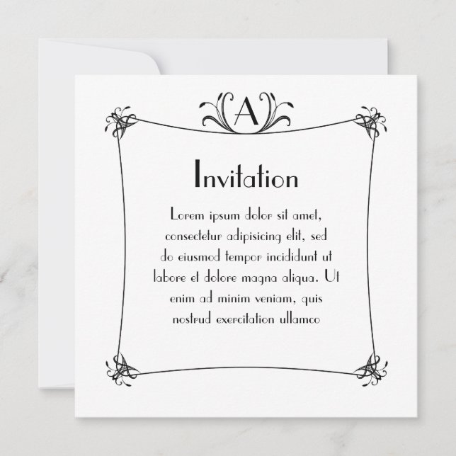 Invitation Bordure Elégante Personnalisable Avec Monogramme (Devant)