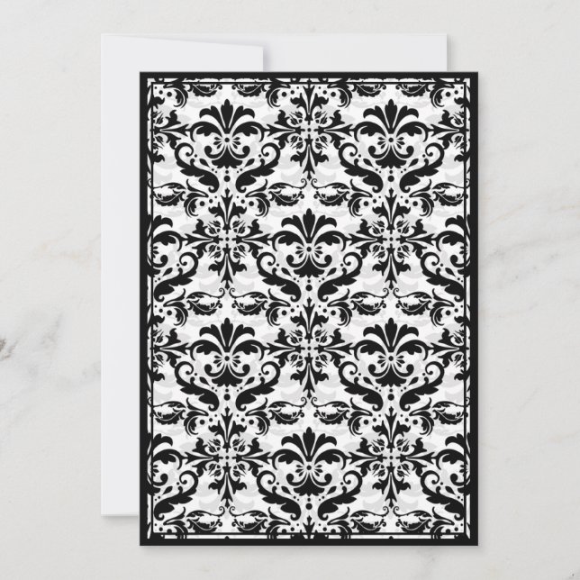 Invitation Bordure en damas avec double cadre (noir et blanc) (Devant)