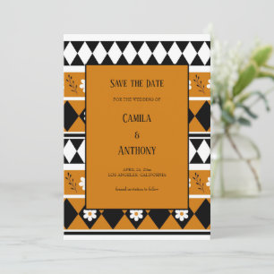 Invitation Bordure Fleur Diamant Boho Motif Floral