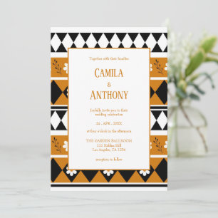 Invitation Bordure Fleur Diamant Boho Motif Floral