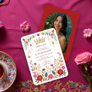 Invitation Bordure florale colorée espagnole mexicaine pour Q